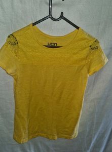 Yellow Lace Detail Tee