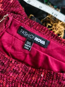 I. Red Sequin Party skirt