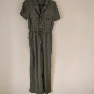 Blush Jumpsuit With Drawstring And Pockets