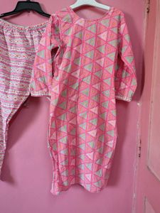 Pink Printed Kurta Set