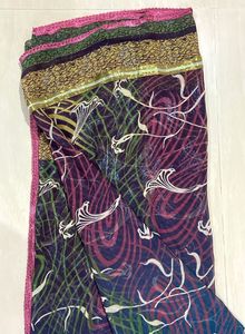 Shimmer Pattern Vintage Floral Print Saree