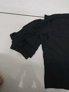 Black Ruffle Sleeve Top