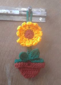 Crochet Flowerpot Wallhanging And Bagcharms