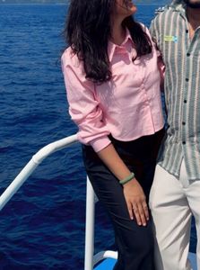 Pink Embellished Collar Button-Down