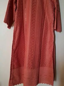 Elegant Peach Embroidered Kurti