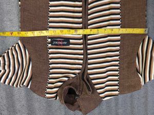 Striped Knit broken Zip-Up open front old sweater