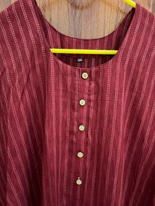 Maroon Striped Kurta