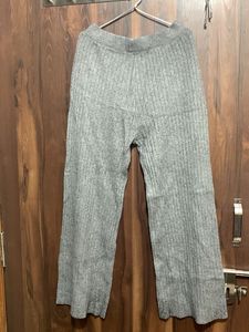 Gray Knit Wide Leg Pants