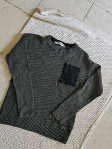 Gray Knit Pullover Sweater