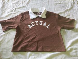 Brown Graphic Print Crop Top