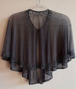 Heavy Embellished Cape Shrug