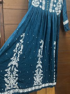 Elegant Embroidered Teal Kurta