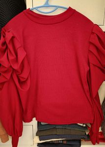 Maroon (Red) Puff Sleeve Top