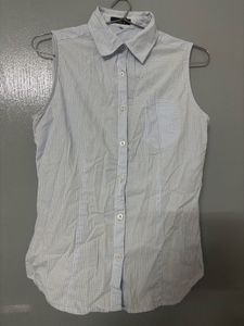 Sleeveless Blue & White Checked Top