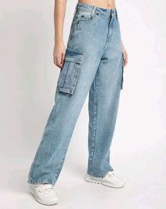 Bene Kleed Light Wash Cargo Jeans, 30 Size