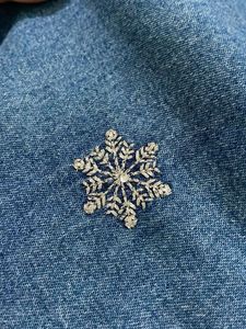Y2k Vintage Denim Embroidered Snowfall