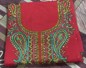 Stone Work Suit Only Neck With Thread Beautiful