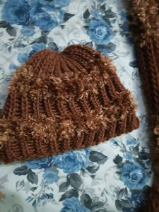 Woolen Muffler And Cap Set For Women