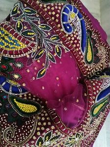 Elegant Purple Satin Net Lengha Brand New