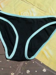 Black Cotton Brief with Blue Trim