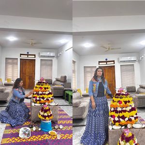 Blue Floral Ethnic Skirt