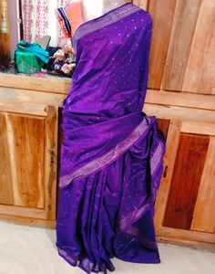 Saree Banarasi Silk Purple Colour Self Print