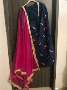 Navy Blue Silk Blouse