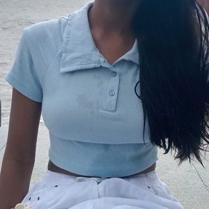 Light Blue Mercedes Logo Tee