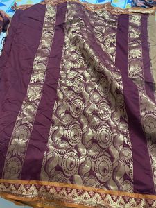Vacating! Silk Saree : Maroon Pallu And Brown
