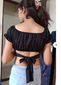Floral & Black Tie Crop Tops