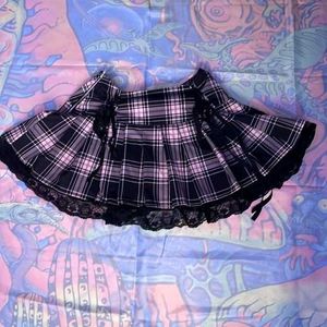Gothic Y2K Tennis Skirt With Lace And Corset