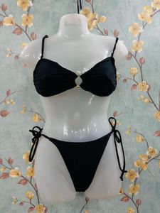 Black Bikini Set with Gold Ring