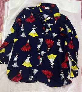 Patterned Navy Blue Top
