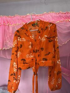 Orange Floral Crop Top