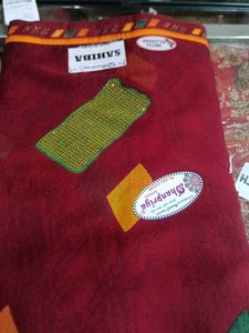 Maroon Geometric Sari