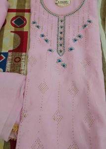 Pink 🌸and Yellow Embroidery Kurta Set