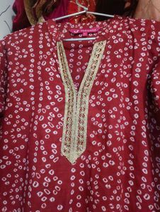 Branded Bandhni  Red Printed Kurta Set