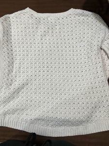 Old White Crochet Knit Sweater