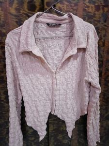Crinkle Button-Down Top