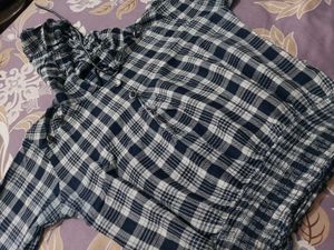 Blue &amp; White Plaid Top