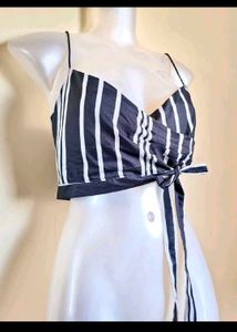 Striped Tie Crop Top Extra Small Size