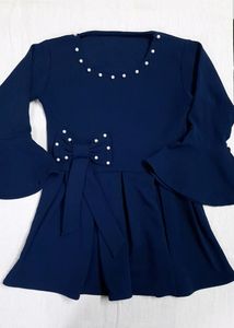 Navy Blue Top With Bow