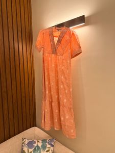 Peach Embroidered Dress