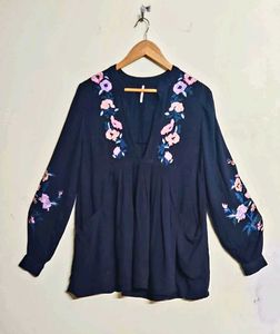 Black Embroidery Work Cotto  Top Size-38