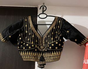 Beautiful Women Black Glass Sleeved Padded Blouse
