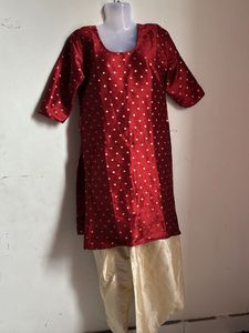 Embroidered Beige Kurti Set Of 2