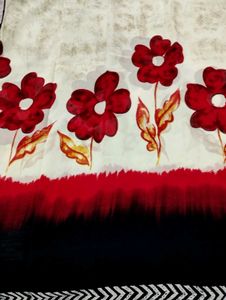 Red Floral Printed Georgette Saree