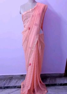 Peach Floral Saree