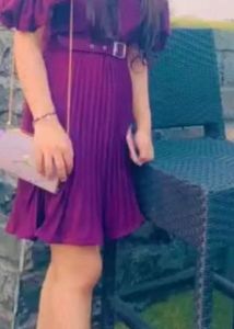 Elegant Purple Pleated Dress