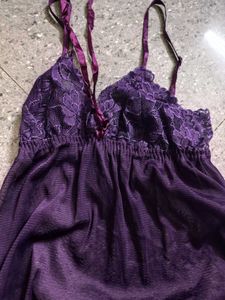 Purple Lace And Net Lingerie